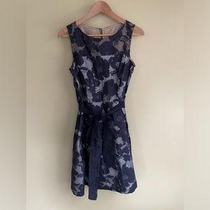 Jessica Howard Lace Navt Floral Belted A-line Dress